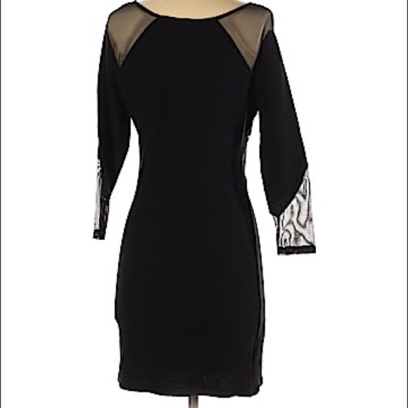 5/$25 Divided Mini Long Sleeve Black Dress Sheer Cut Outs Women's Size Medium - Picture 2 of 8